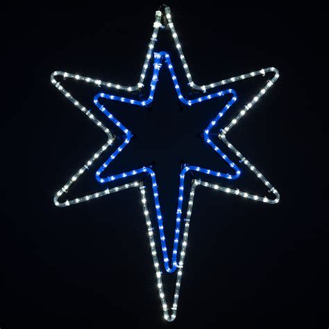 Led Bethlehem Star With A Blue Center Blue And White Lights