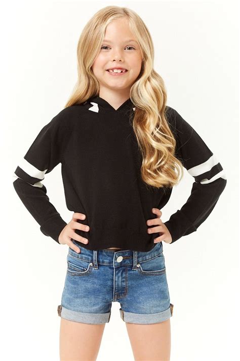 Cool kids can't die crop top | creative clothing online. Girls Hooded Varsity Striped Sweater (Kids) | Girls ...
