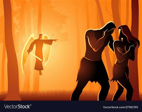 Biblical Vector Illustration Series Adam And Eve Expelled From The