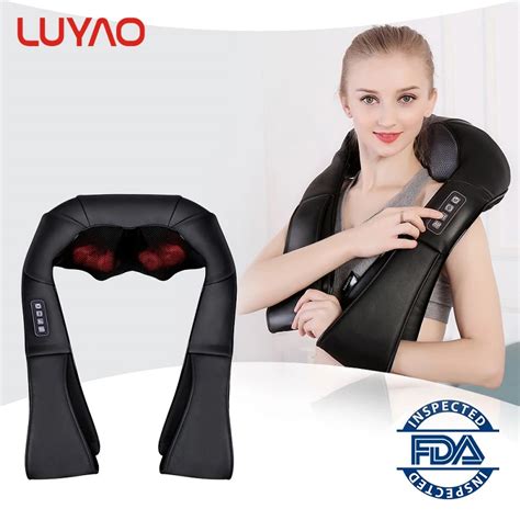 Luyao Electric Shiatsu Shoulder Massager Shawl Roller Heat Kneading Relax Vertebra Back Neck