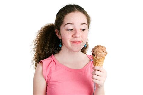 Girl With Yummy Ice Cream Cone Stock Image Image Of Hispanic Enjoying 47217979