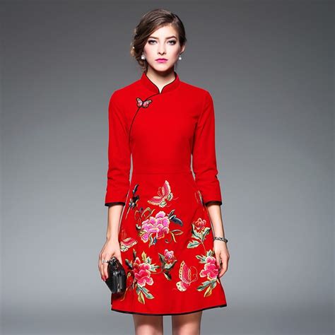 Buy Red Flower Qipao Women Modern Traditional Chinese