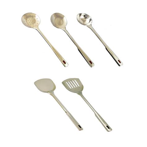 Stainless Steel 14 Long Serving And Cooking Spoons 5 Pcs Set 21435