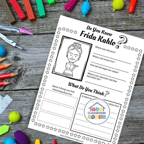 Free Frida Kahlo Worksheet Use This Pdf To Level Up Your Worksheets