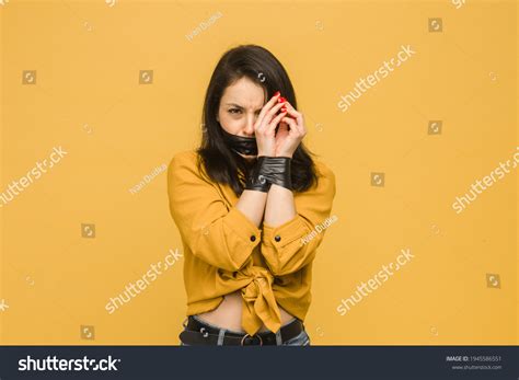 Photo Attractive Female Victim Her Mouth Stock Photo 1945586551