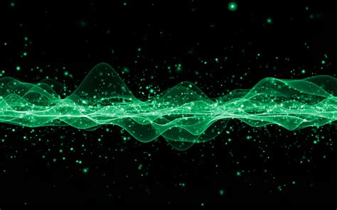 Download Wallpapers Green Abstract Wave Black Background Waves