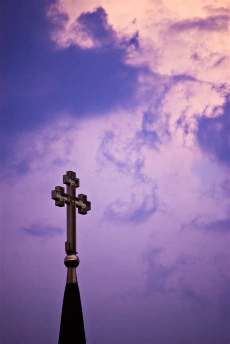Cross On Purple Sky Stock Image Image Of Spiritual Belief 6699375