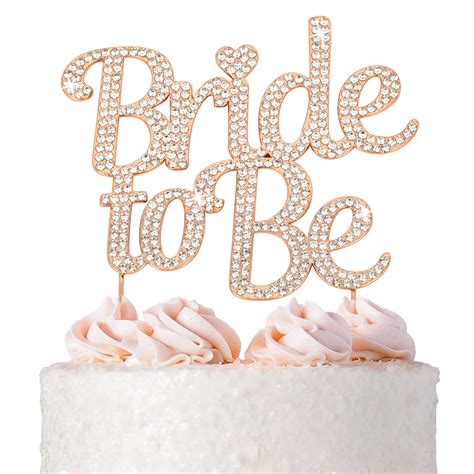 buy bride to be cake topper premium rose gold metal sparkly bridal shower or bachelorette