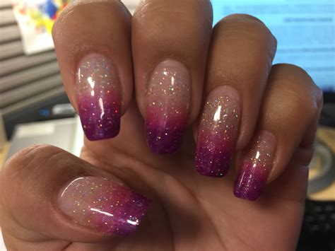 Dees Ombre Gel Nails With Pink Purple And Glitter Nail Polish Ombre
