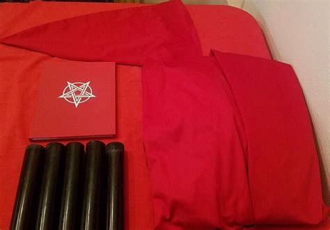 high satanic sex priest kit robe hood temple of satan book and 5 black candles ebay