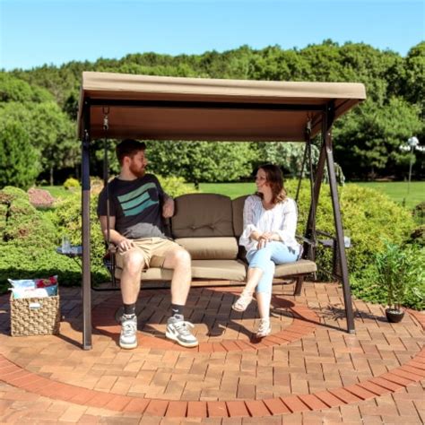 Sunnydaze 3 Person Adjustable Tilt Canopy Patio Swing With Pillows And