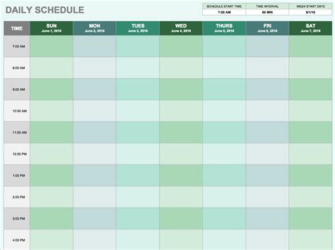 daily schedule templates  excel smartsheet