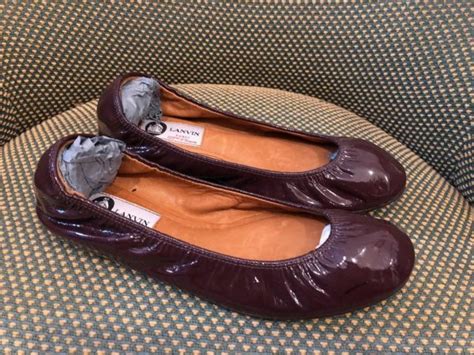 Lanvin Classic Bordeaux Patent Leather Ballet Flat Chelsea Vintage