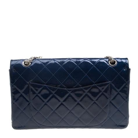 Chanel Blue Quilted Patent Leather Reissue 255 Classic 227 Flap Bag At