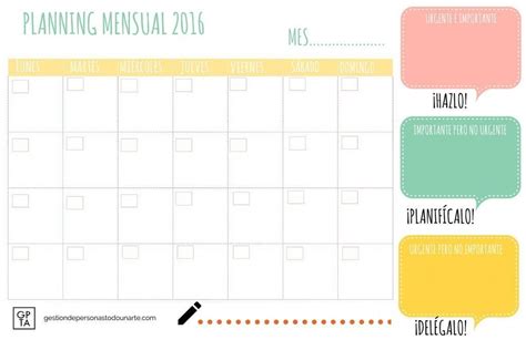Plantilla Gratuita Planning Mensual 2016 Blog De Isabel Jimenez Muriel