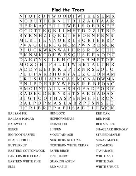 Tree Word Search Adults