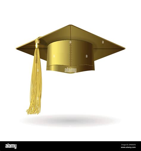 Gold Graduation Hat With Gold Tassel On A White Background Stock Vector