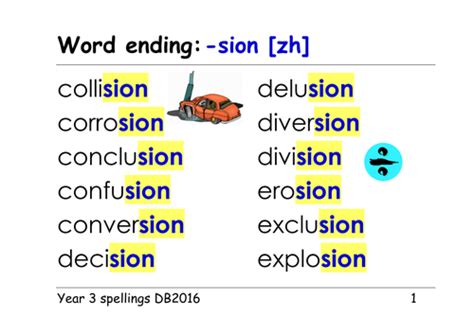 Year 3 Spellings Word Endings Sion Zhn As In Illusion Ppt