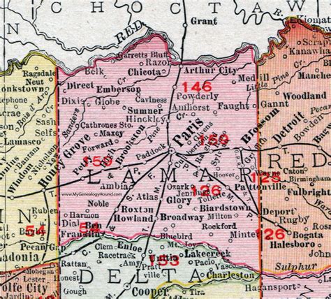 Lamar County Texas 1911 Map Rand Mcnally Paris Blossom Roxton