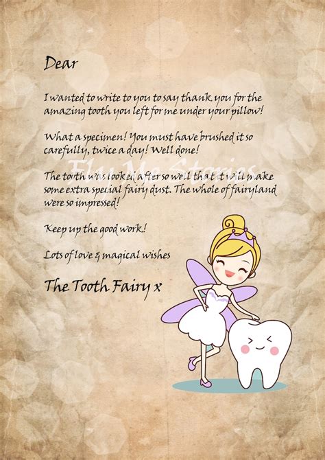 Tooth Fairy Letter Set Printable Letters From Tooth Fairy Etsy