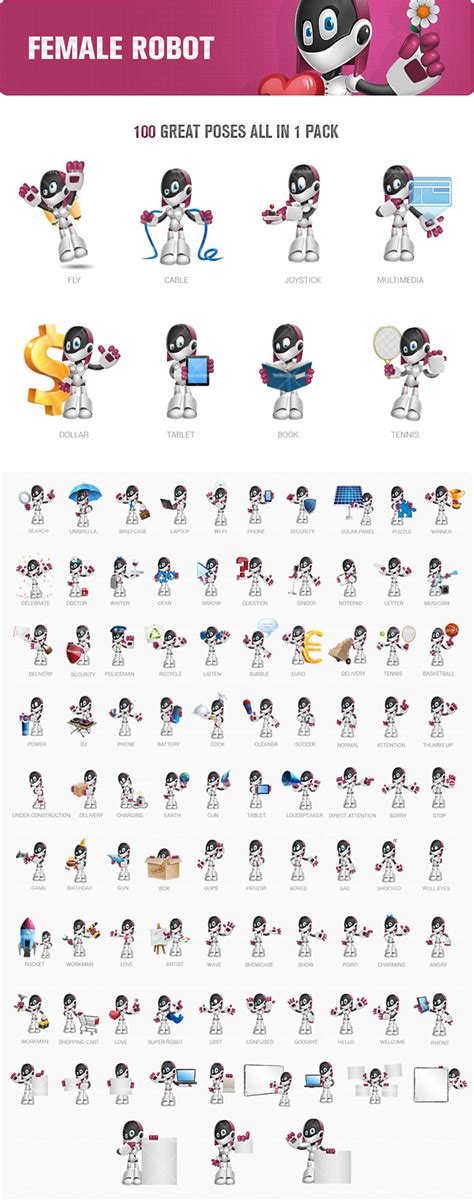 22 Robot Toon Characters In 2200 Poses Only 24