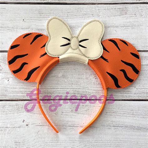 Tiger Stripe Mouse Ears Headband With Bow Tigger Mouse Ears Headband