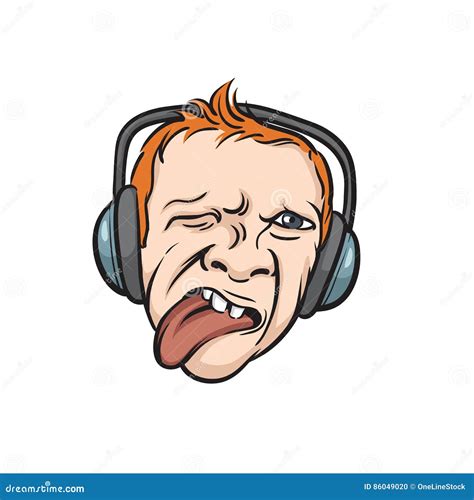 Grimace Face Tongue Out With Headphones Stock Vector Illustration Of