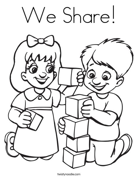 Children Sharing Coloring Page Coloring Home