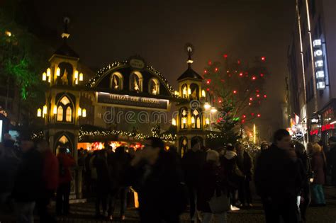 The Christmas Market In Cologne Germany By Night Editorial Photography