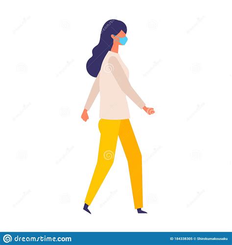 Vector Flat Illustration Of Woman Wearing A Surgical Mask Stock Vector - Illustration of college ...
