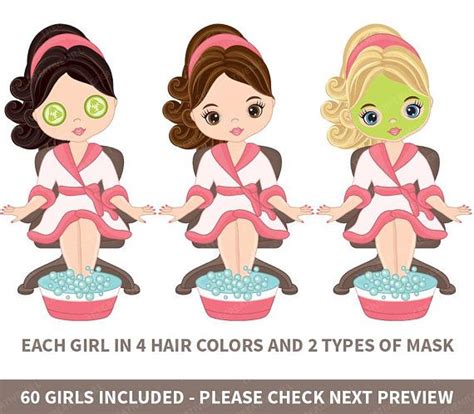 60 Spa Girls Clipart Vector Spa Girl Spa Party Clipart Spa Clipart Makeup Clipart Manicure