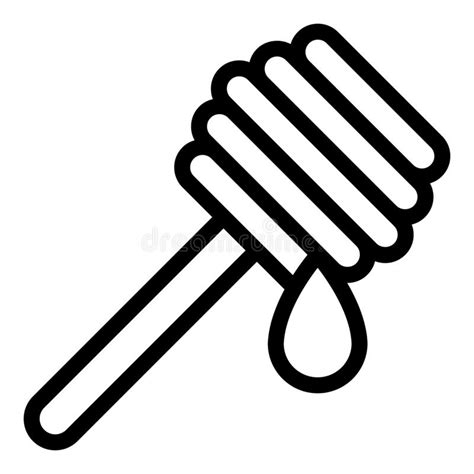 Honey Wood Spoon Icon Outline Vector Plant Syrup Stock Illustration