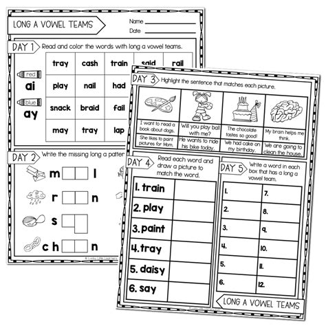2nd Grade Phonics Worksheets Long A Vowel Teams Lucky Little Learners