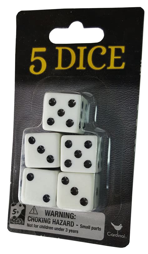 5 Dice White Dice For Board Games And Card Games 5 Pack Set Walmart