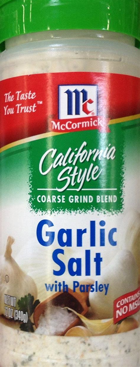 Most cat foods have their salt content in this range but it's best you keep a track. McCormick California Style GARLIC SALT with Parsley 12oz ...