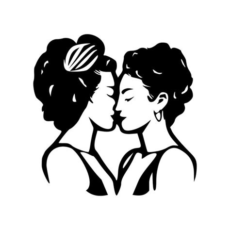 premium vector lesbian couple kissing lgbt pride black outlines isolated vector illustration