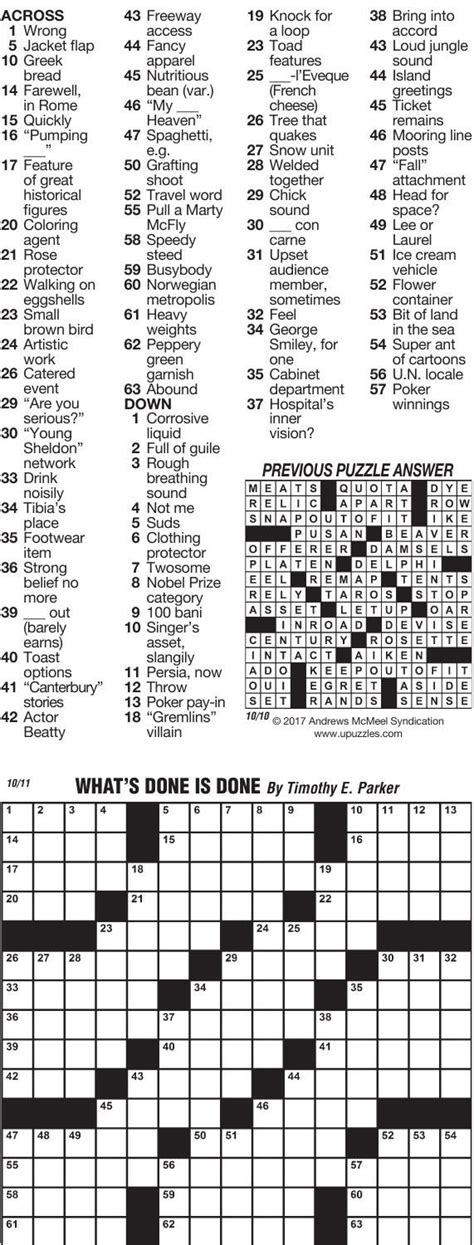 If you are done with the may 14 2021 universal crossword puzzle and are looking for older puzzles then we recommend you to visit the archive page. Universal Crossword puzzle corrected | Local | poststar.com