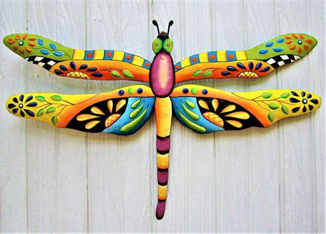 Dragonfly Metal Art Painted Metal Dragonfly Wall Hanging Tropical