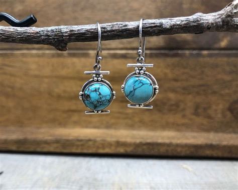 Sterling Silver Turquoise Earrings Etsy Sterling Silver Turquoise