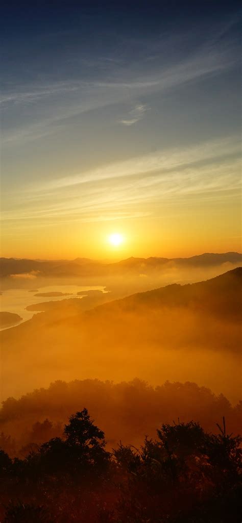 Nature Landscape Morning River Fog Hills Sunrise 1242x2688 Iphone