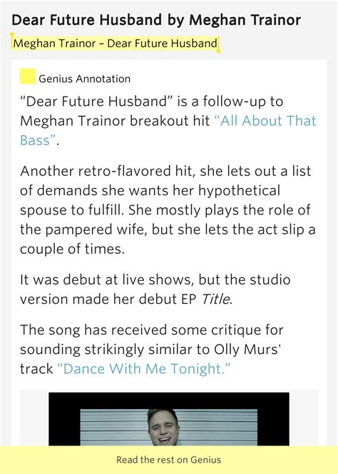 Open doors for me and you may get some kisses Dear Future Husband - Dear Future Husband by Meghan Trainor