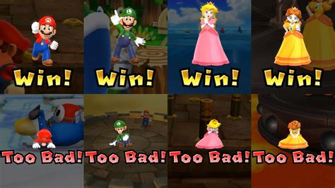 Mario Party 9 All Characters Wins And Lose Youtube