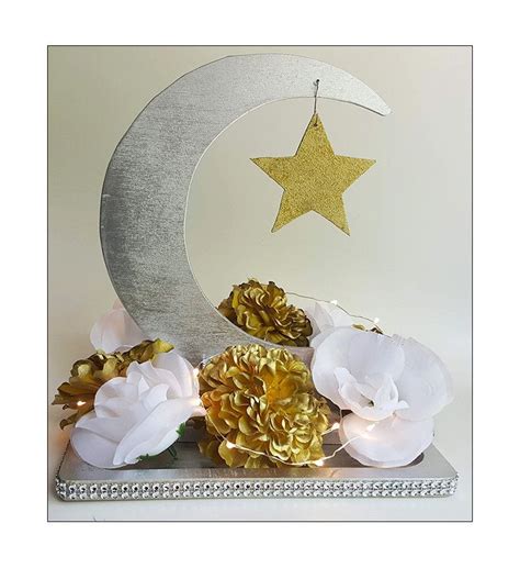 Moon And Star Centerpiece With Led Lights Simple Assembly Etsy Moon