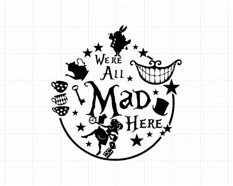 Were All Mad Here Svg Alice And Cheshire Cat Svg Alice In Wonderland Svg F Alice In