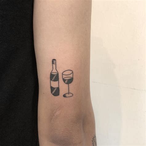 Wine Bottle And Glass Tattoo By Yeahdope Inked On The Right Triceps Wine Tattoo Cup Tattoo