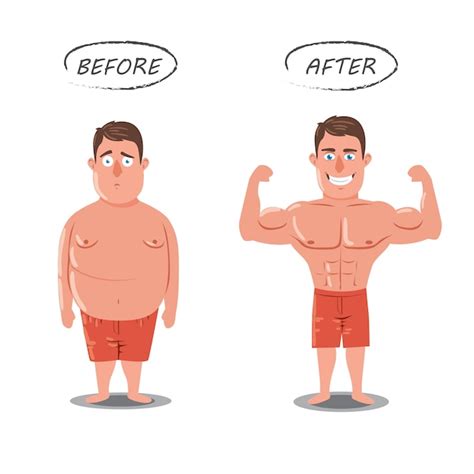 Premium Vector Weight Loss Fat Vs Slim Before And After Concept