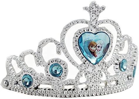 Disney Frozen Tiara Crown Silver With Blue Elsa And Anna Heart Jewel
