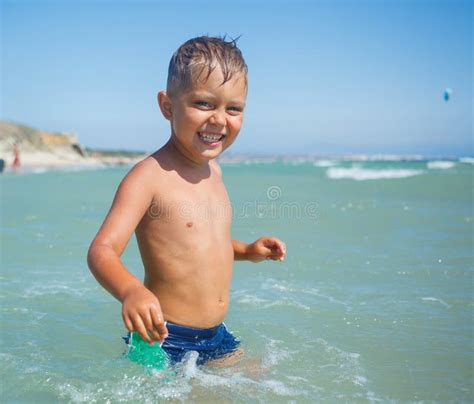 Cute Boy On The Beach Stock Photo Image Of Cheerful 37663186