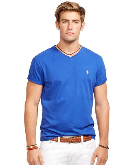 Lyst Polo Ralph Lauren Jersey V Neck T Shirt In Blue For Men