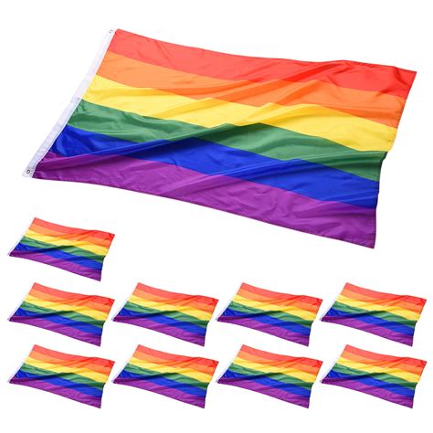 lagarden 5x3 ft rainbow flag gay pride lesbian lgbt banner polyester with grommet 10 pack